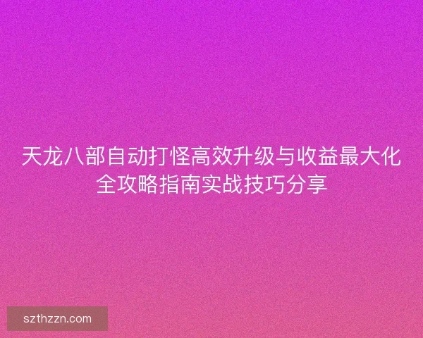 天龙八部自动打怪高效升级与收益最大化全攻略指南实战技巧分享
