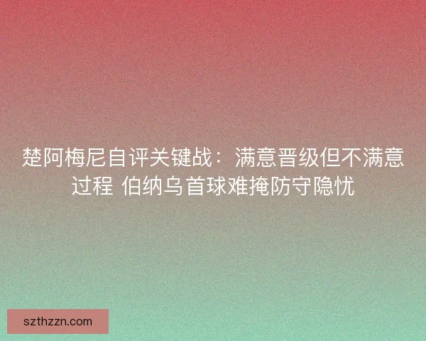 楚阿梅尼自评关键战：满意晋级但不满意过程 伯纳乌首球难掩防守隐忧