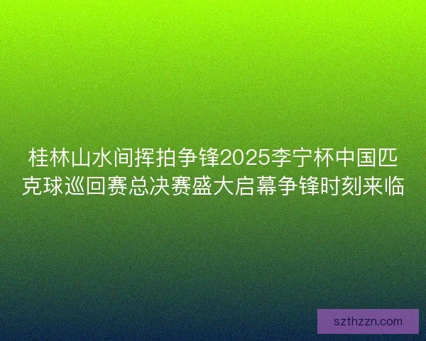 桂林山水间挥拍争锋2025李宁杯中国匹克球巡回赛总决赛盛大启幕争锋时刻来临