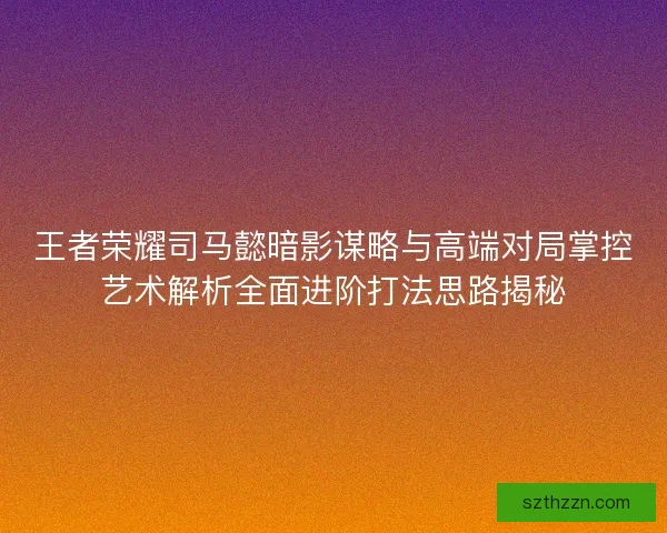 王者荣耀司马懿暗影谋略与高端对局掌控艺术解析全面进阶打法思路揭秘 王者荣耀司马懿暗影谋略与高端对局掌控艺术解析全面进阶打法思路揭秘