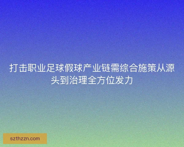 打击职业足球假球产业链需综合施策从源头到治理全方位发力 打击职业足球假球产业链需综合施策从源头到治理全方位发力